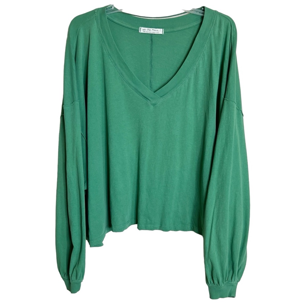 Free People We the Free Buffy T Shirt Size L Womens Green Oversize Cropped - Picture 1 of 8